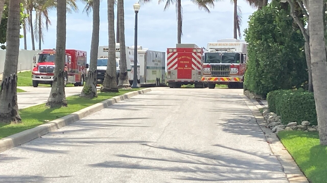 Personnel including Palm Beach Sheriff's Office and Palm Beach County Fire Rescue are in Palm Beach town on July 1, 2023.