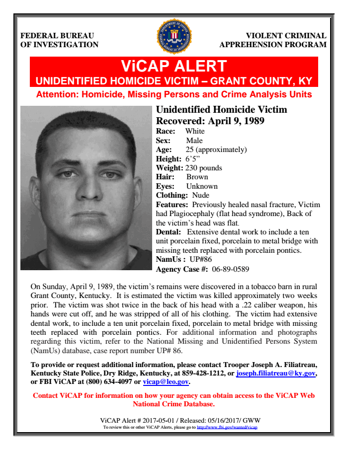 FBI poster in Grant County John Doe case