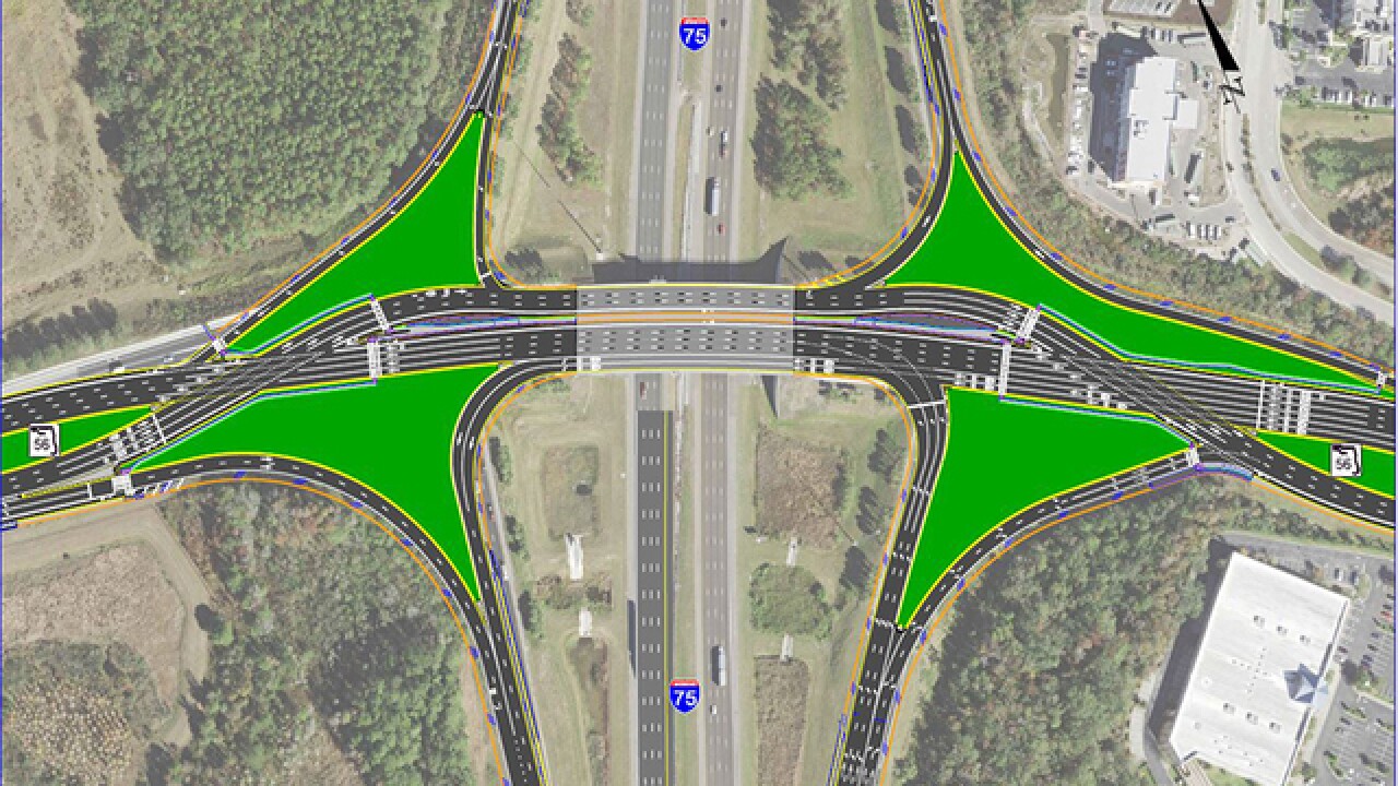 New diverging diamond interchange at I 75 State Road 56 New diverging diamond interchange at I 75 State Road 56