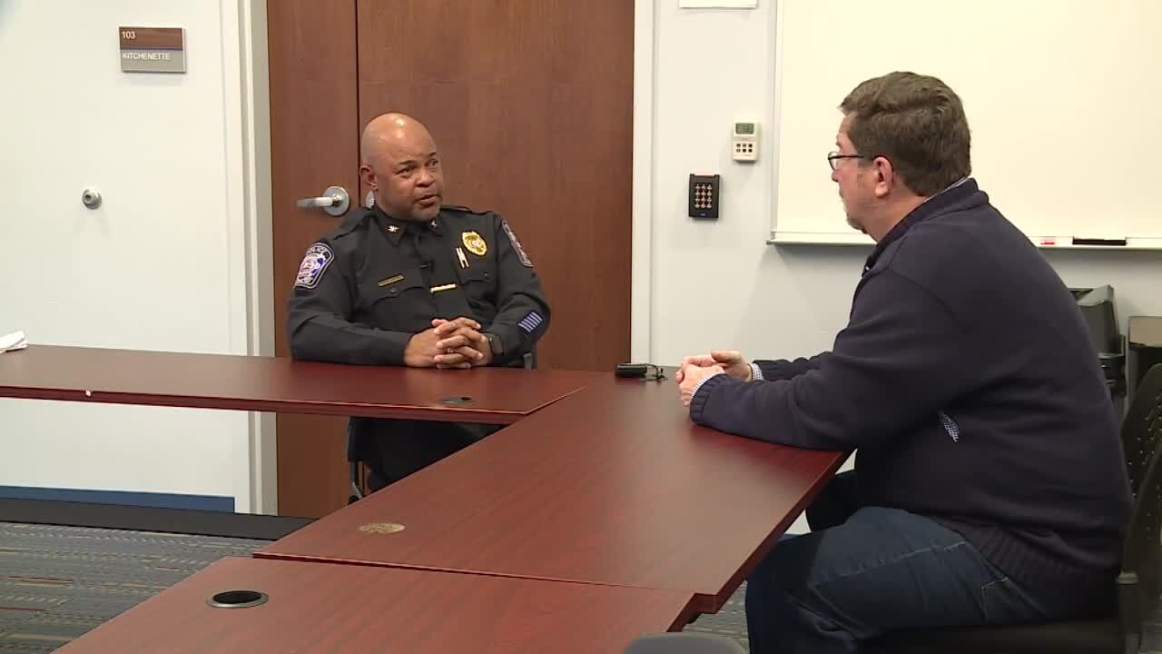 Hopewell Police Chief A.J. Starke and CBS 6 Senior Reporter Wayne Covil 