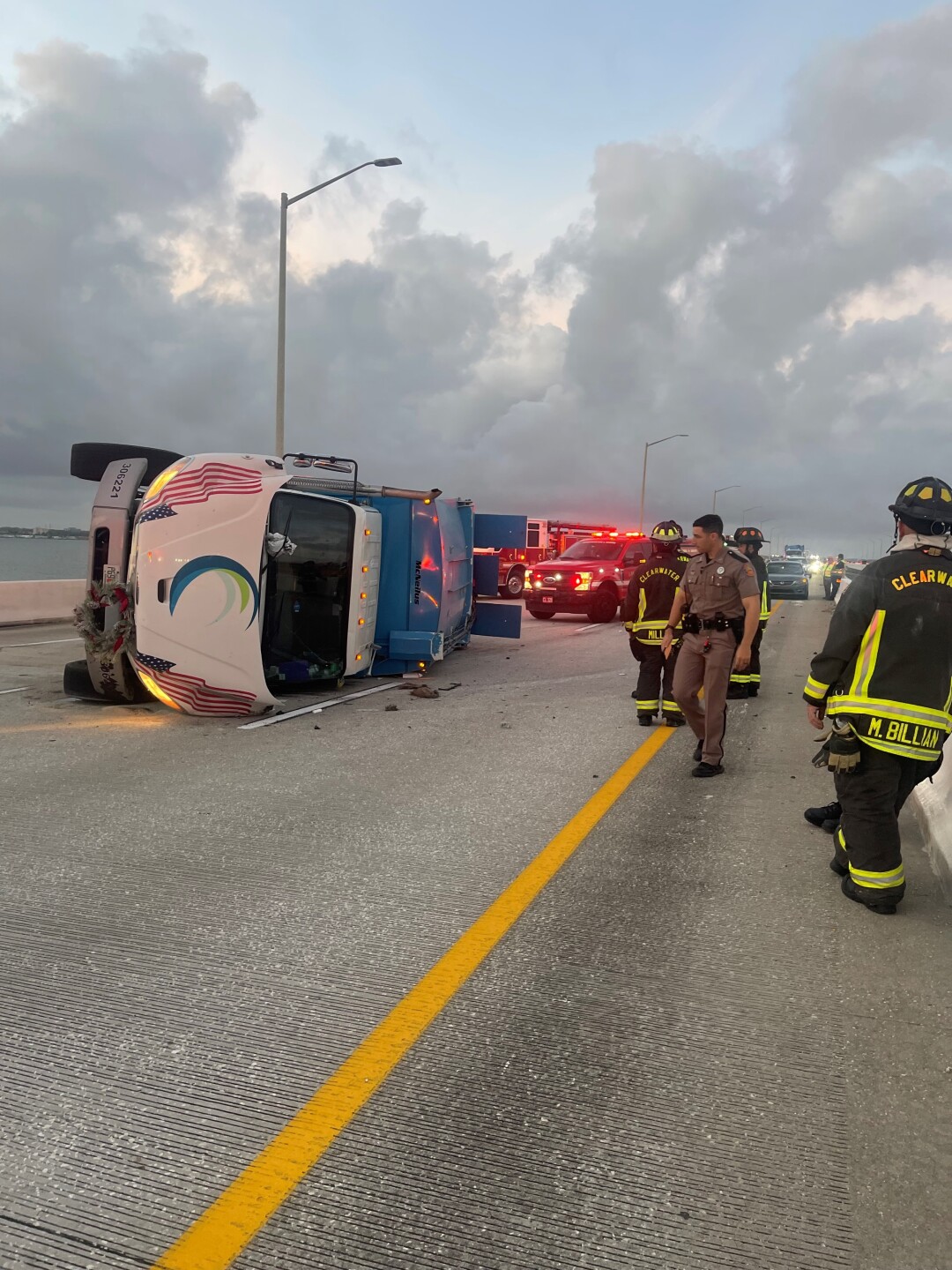 Bayside Bridge rollover crash