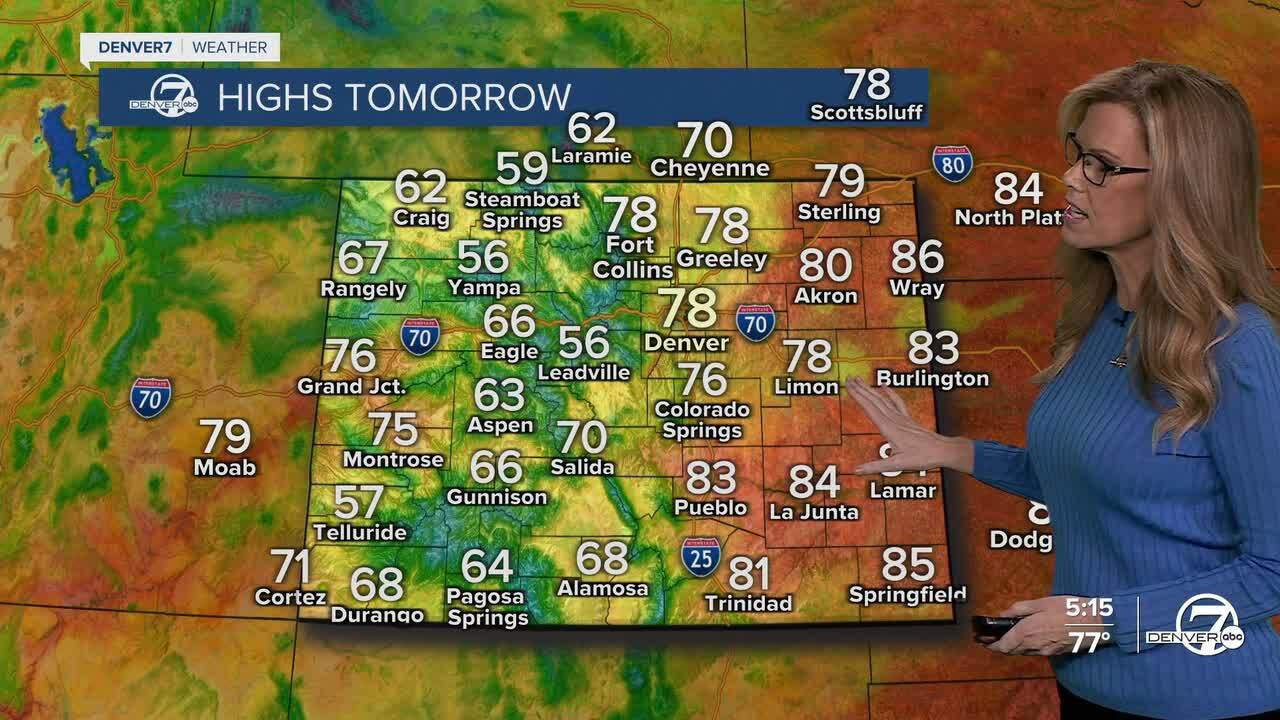 Highs statewide on Monday
