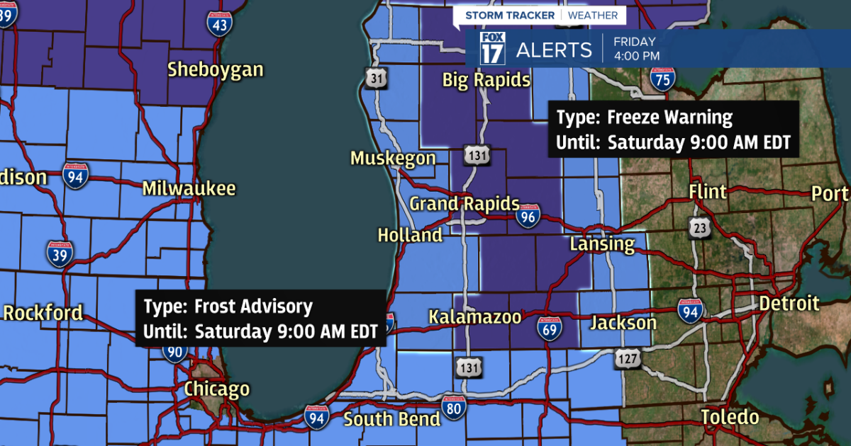 Freeze Warnings and Frost Advisories in effect for tonight