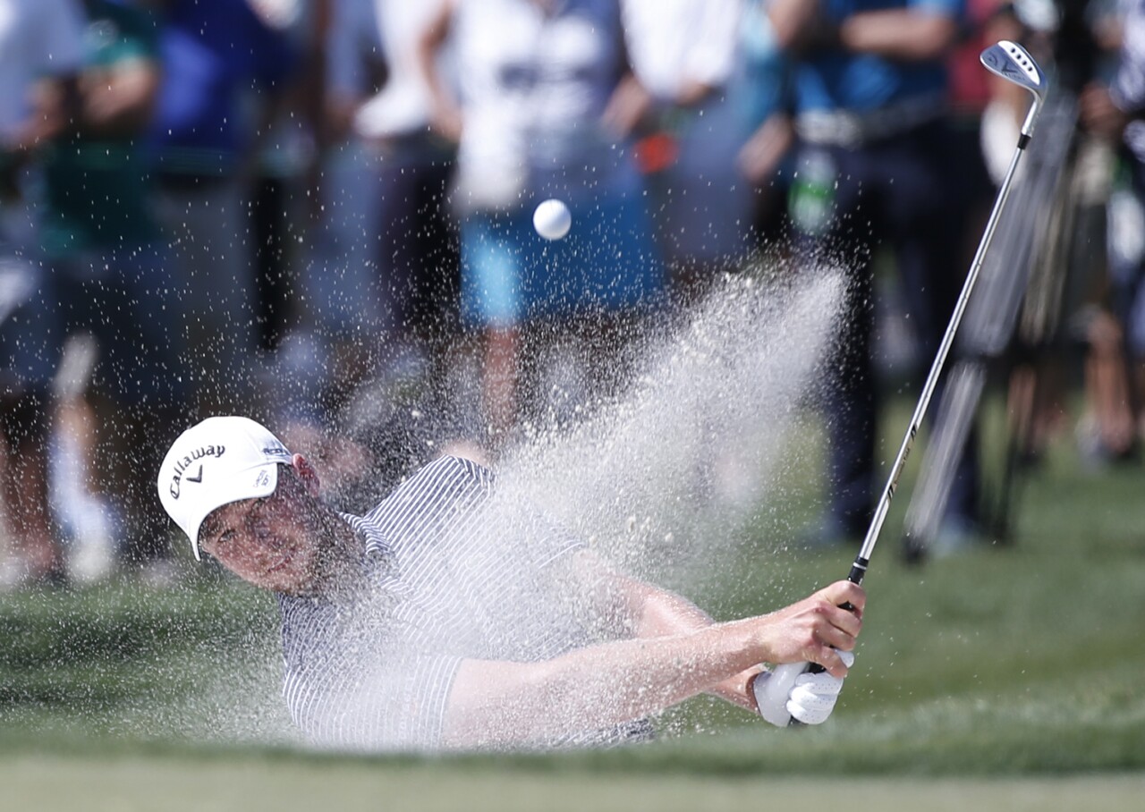 Daniel Berger hits bunker shot at 2018 Honda Classic