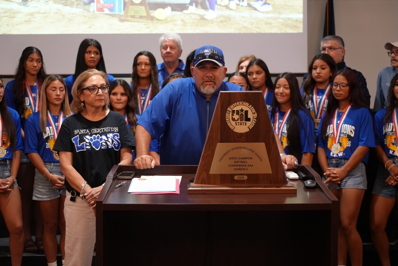 Santa Gertrudis Academy softball head coach Thomas De Los Santos