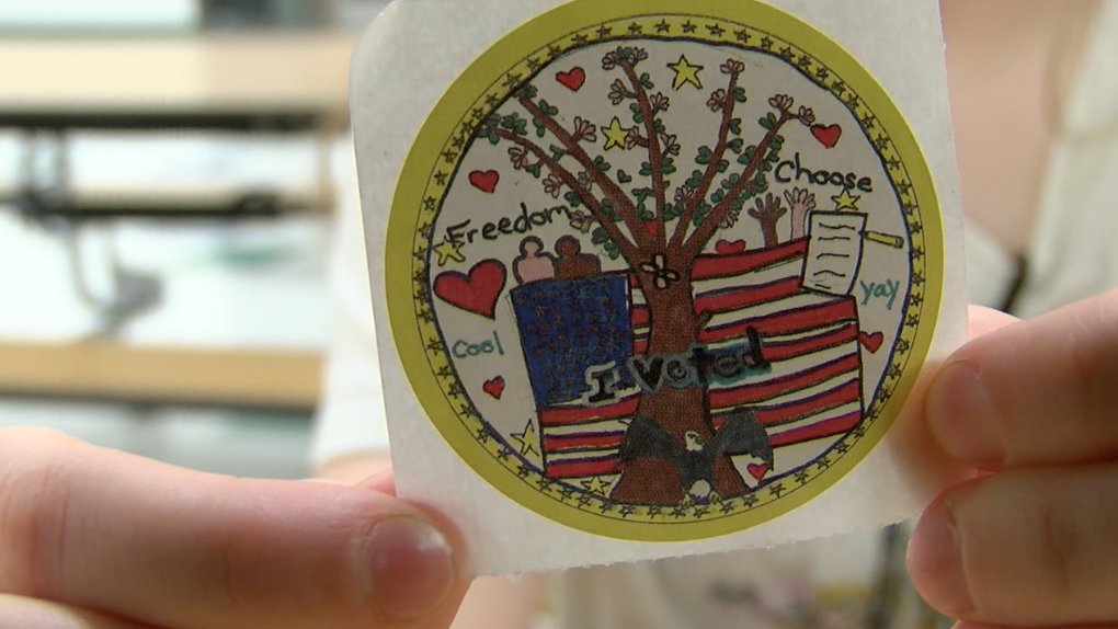 Kaylee Bridge's "I Voted" Sticker Design