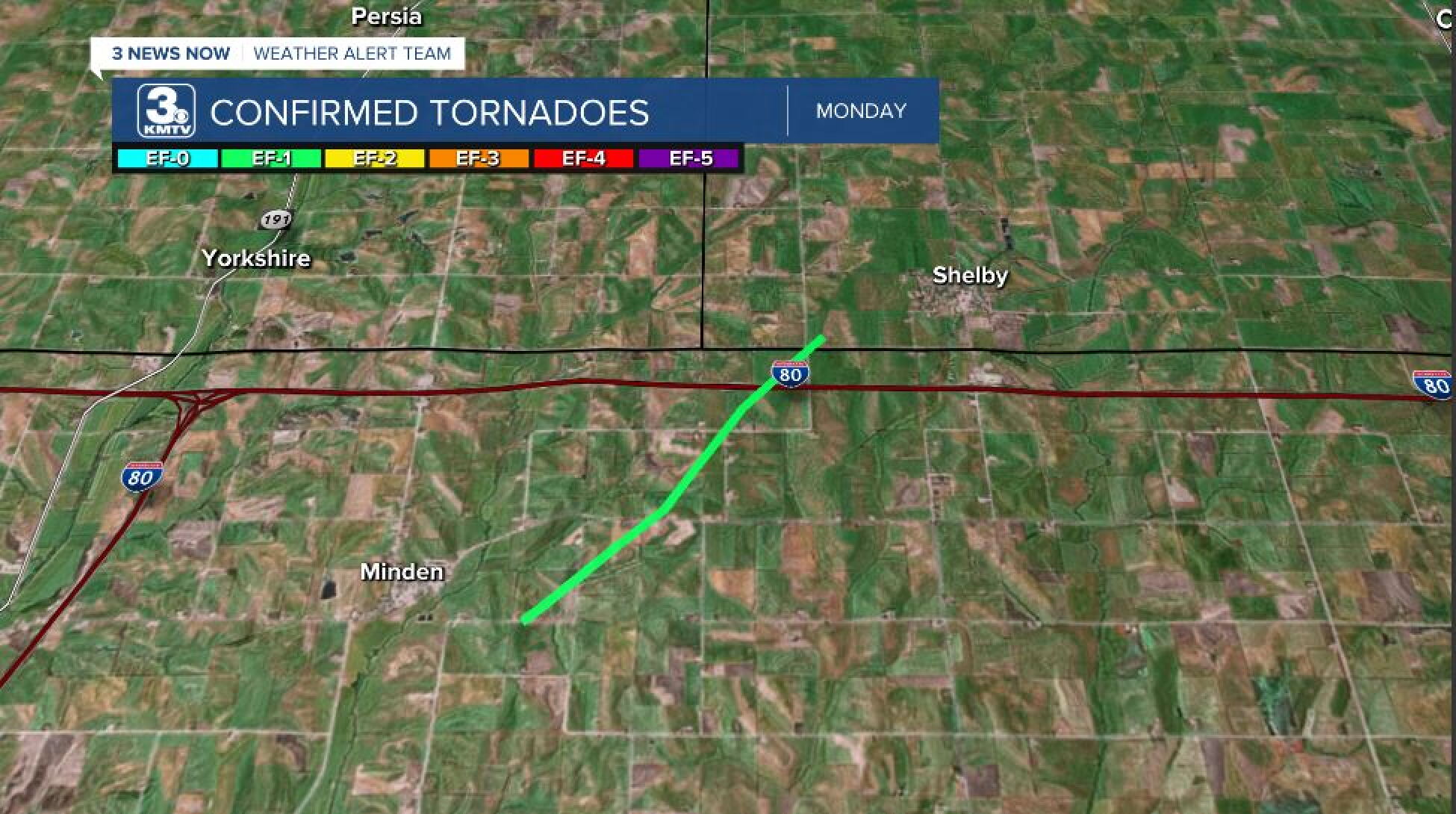 3 EF-1 Tornadoes confirmed in western Iowa from Monday's severe weather