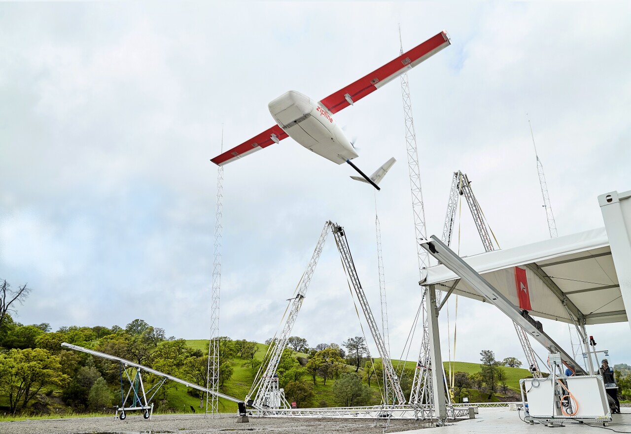 Zipline aircraft taking off at Northern California testing facility.jpg
