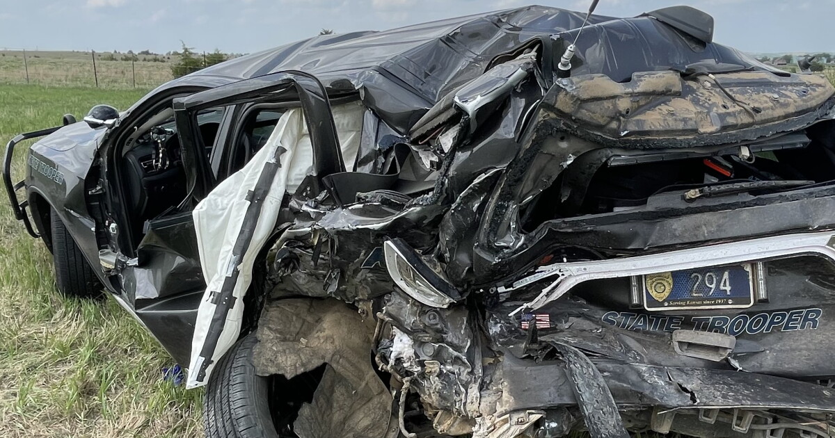 Photos show Kansas Highway Patrol SUV crumpled upon crash - Vimarsana News