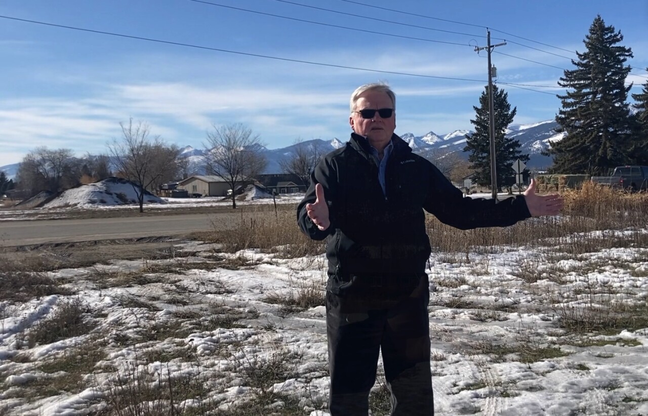 Bob Thomas shows MTN News acreage for incoming Stevensville Community Center