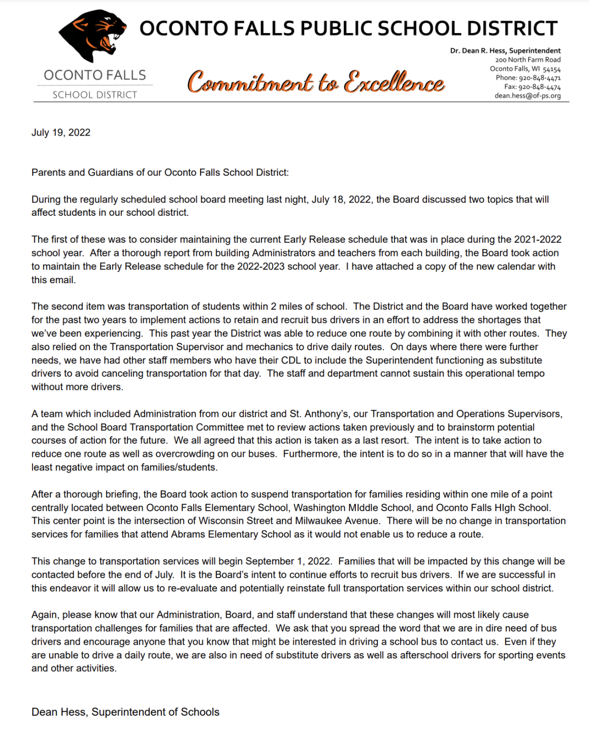 School bus drivers needed in Oconto Falls; families struggle to make arrangements for school year