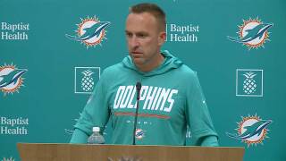 Miami Dolphins head coach Jeff Hafley speaks to the media on July 28, 2026, as the team prepares to begin training camp.