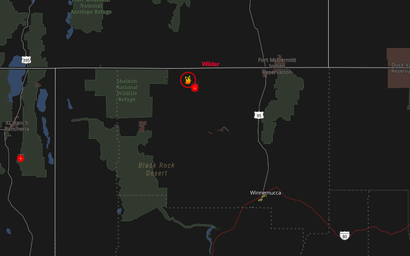 The Wilder Fire in northern Nevada