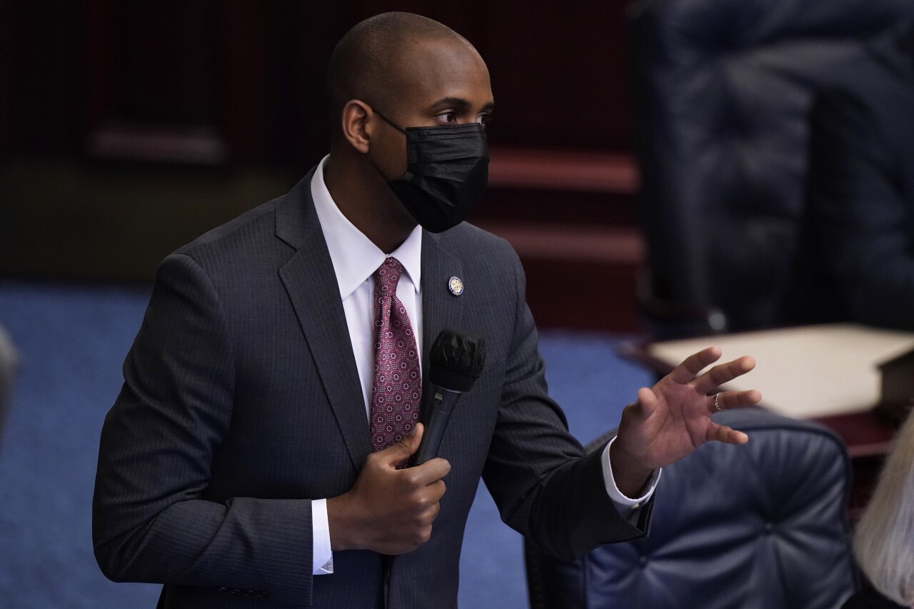 Omari Hardy speaks during Florida legislative session, April 30, 2021