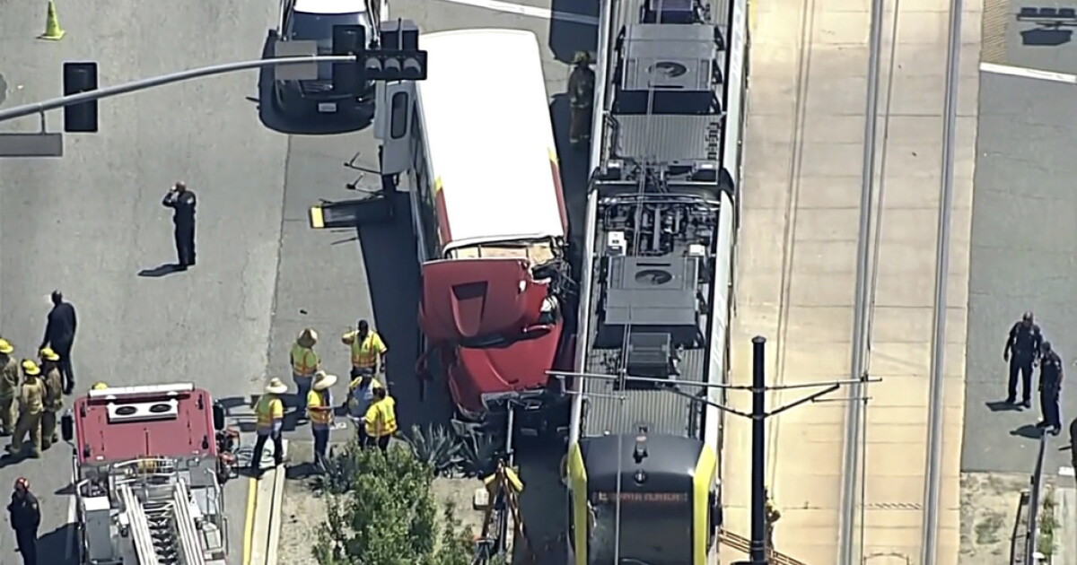 Train collides with bus in downtown L.A., injuring more than 50, 2 seriously - Vimarsana News