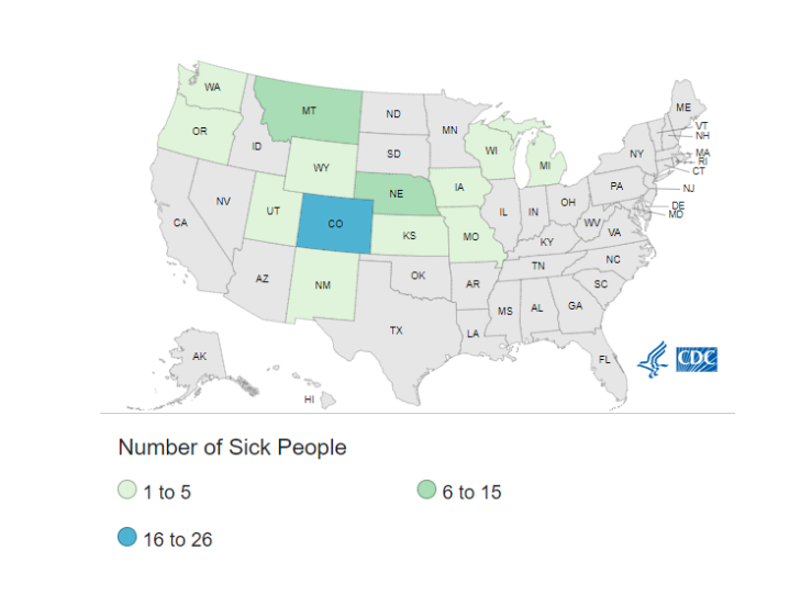 CDC McDonald's E. coli outbreak map 10-25-24