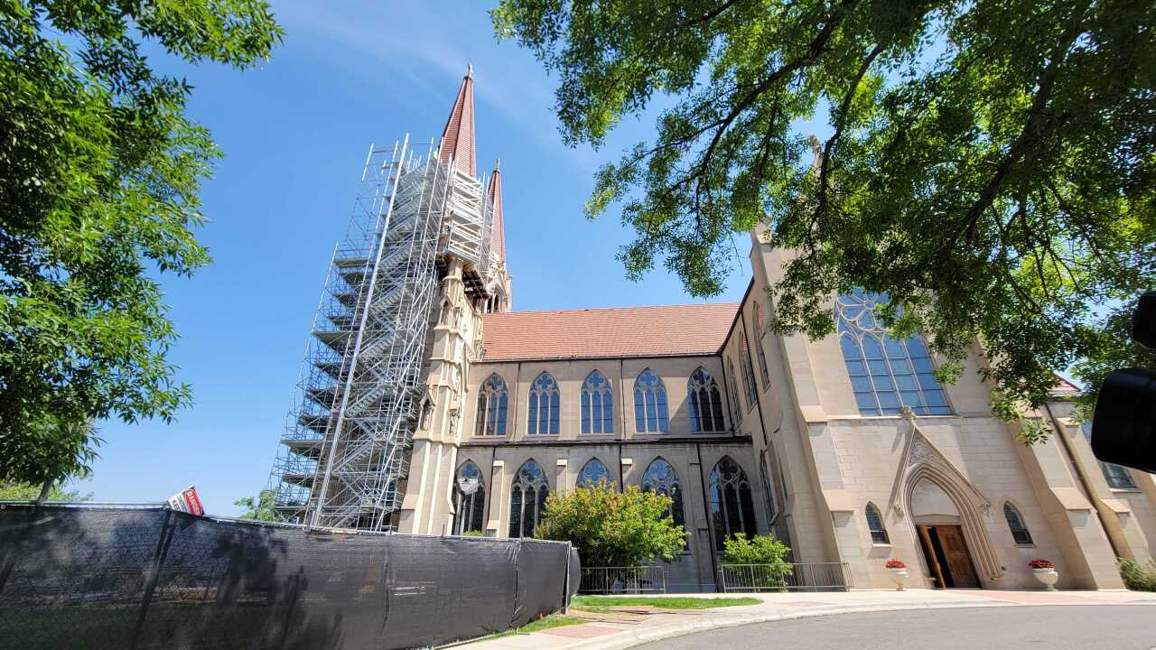 Restoration work is underway at the Cathedral of St. Helena