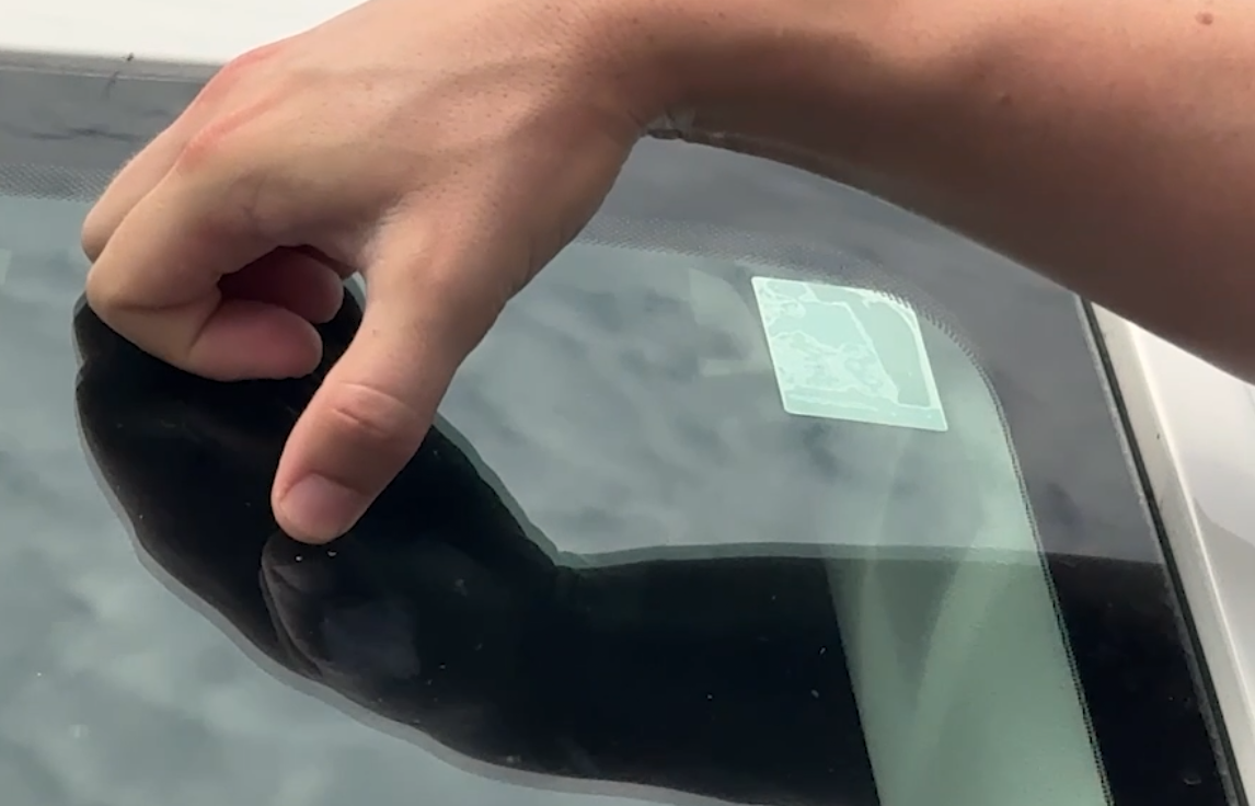 Damage to Moritz's windshield