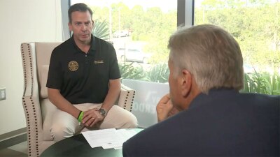 State Rep. Toby Overdorf speaks with WPTV reporter Matt Sczesny on Oct. 17, 2025, about new proposals to cut property taxes in Florida.
