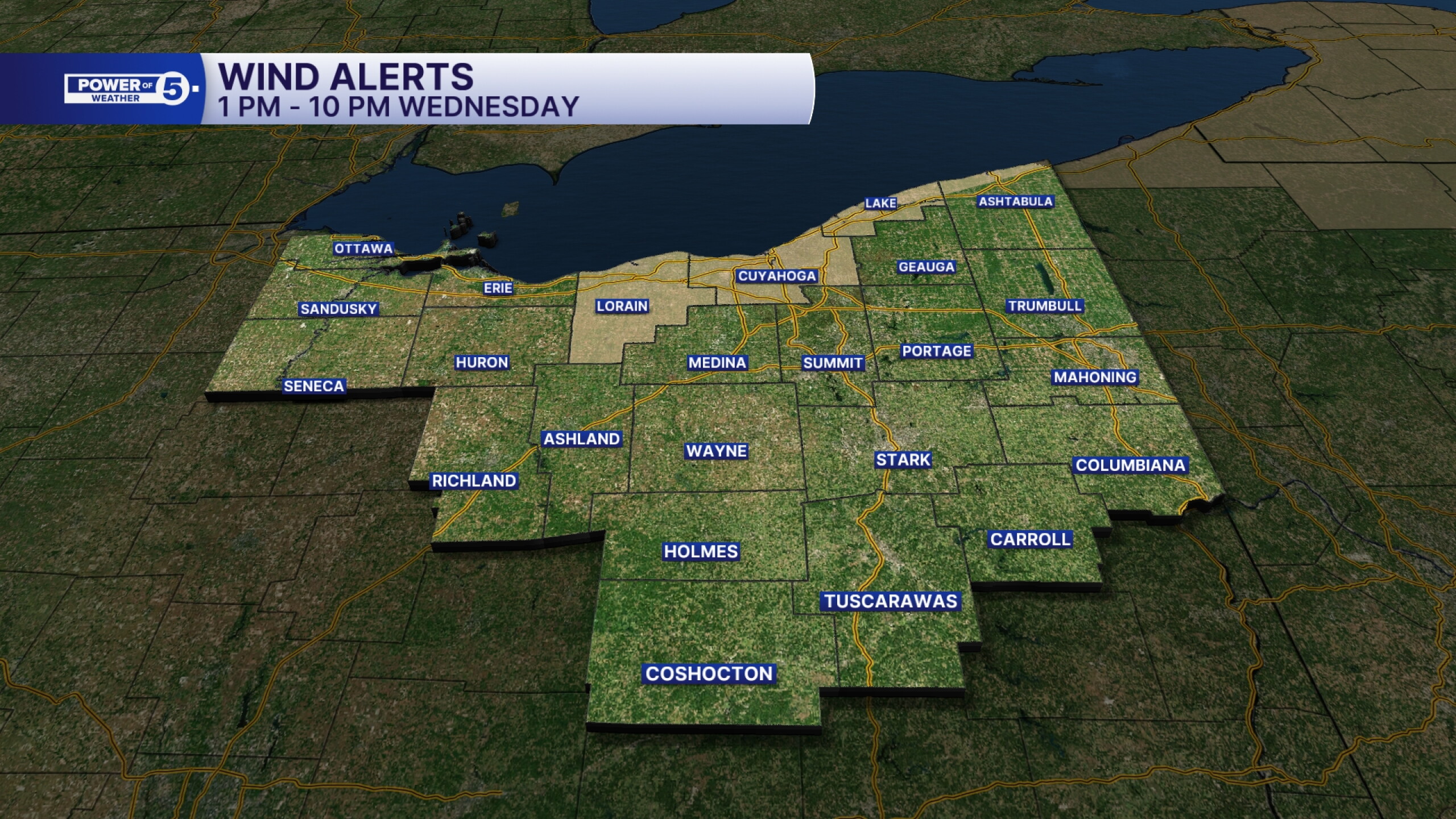 Wind advisory issued for a few counties across NEO