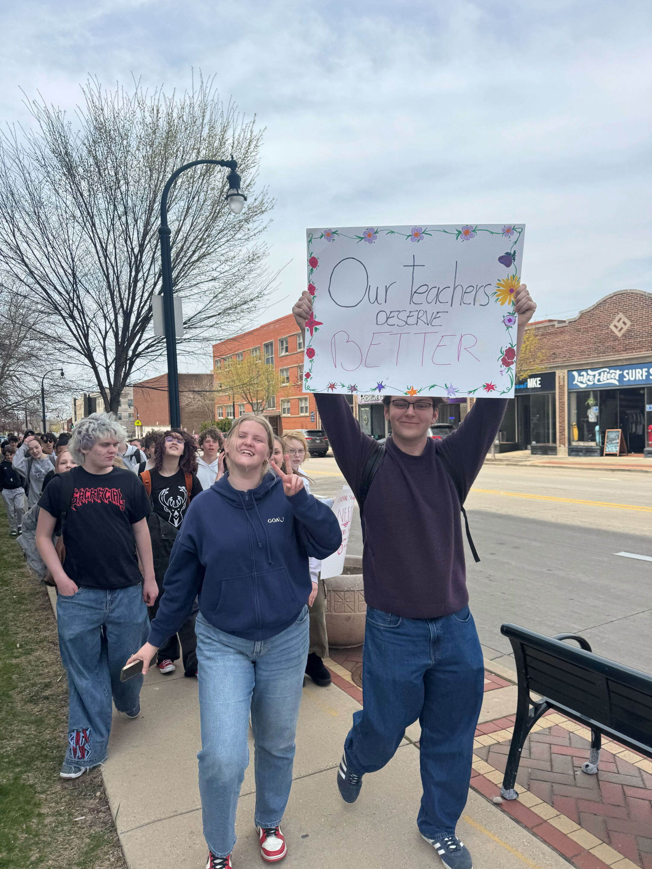 Hundreds of Shorewood High School students walk out to protest teacher cuts