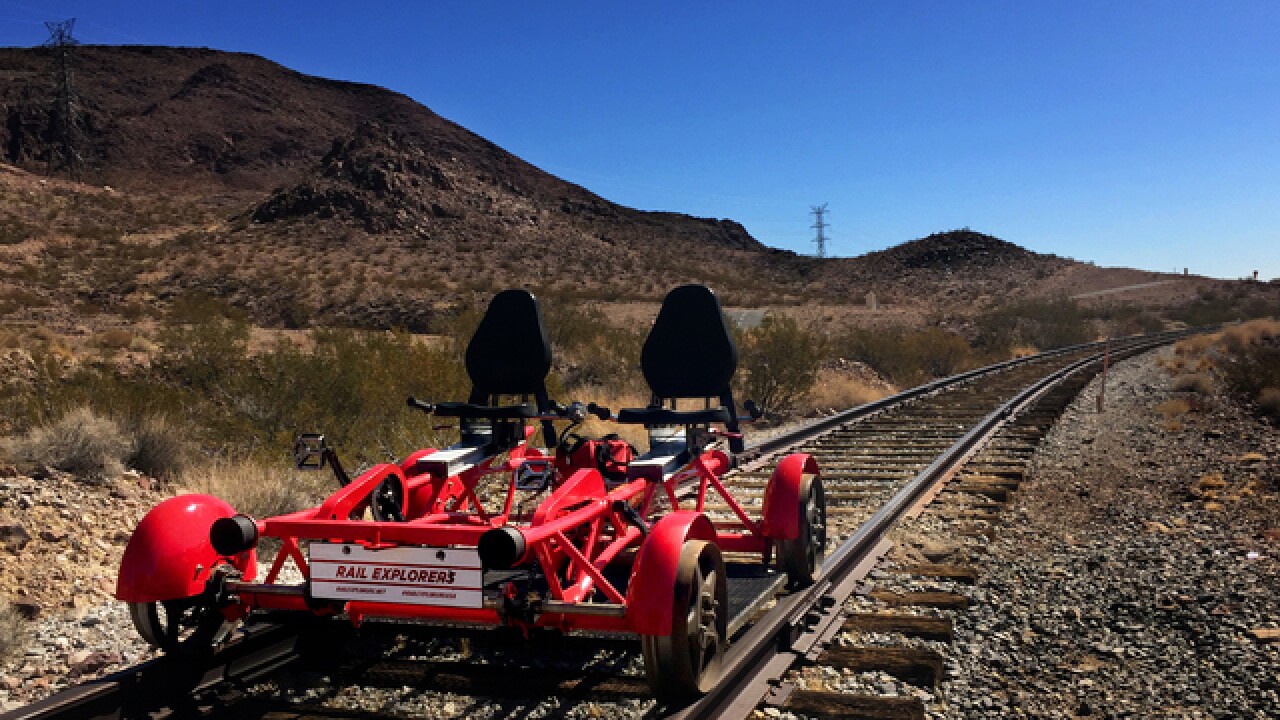 Ride a rail bike in Boulder City through April