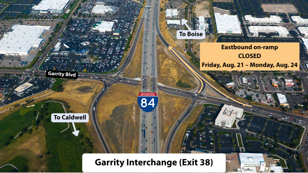 I-84 at Garrity closure map