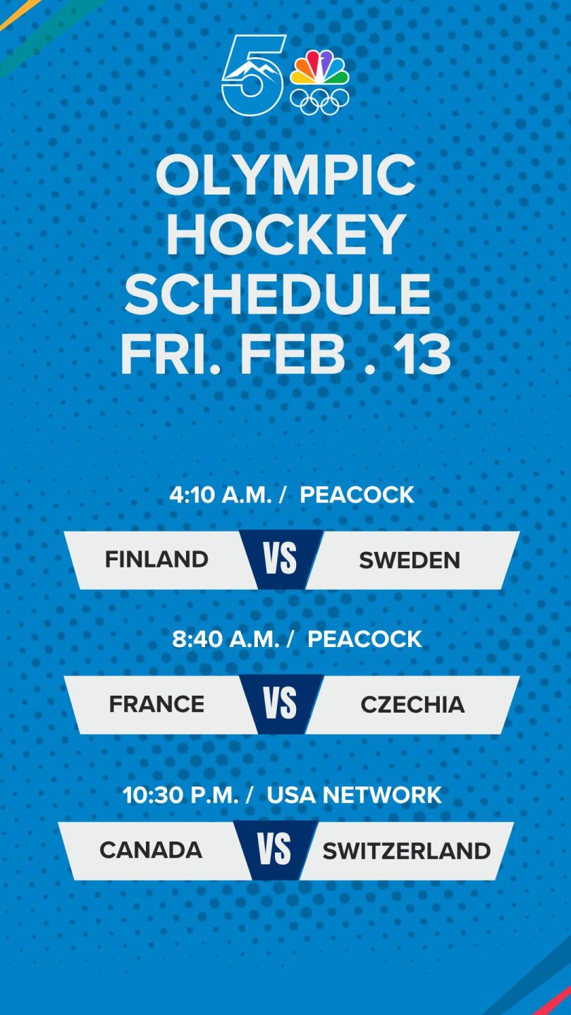 Feb 13 Olympic Schedule