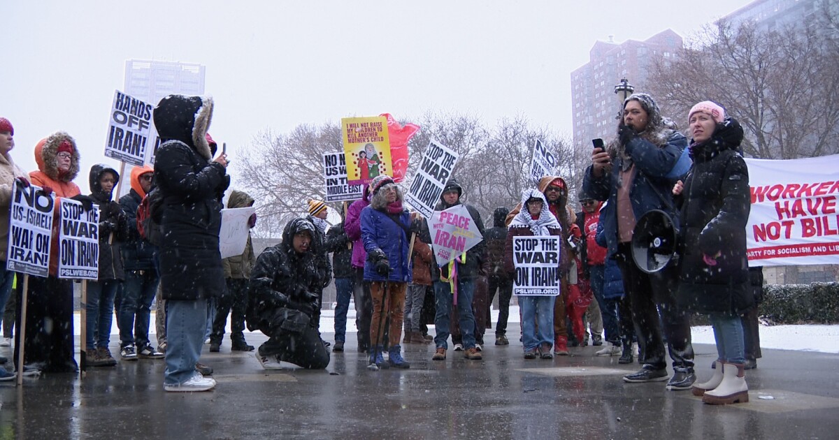 Milwaukee protesters show up despite snow and cold to oppose U.S. military strikes on Iran