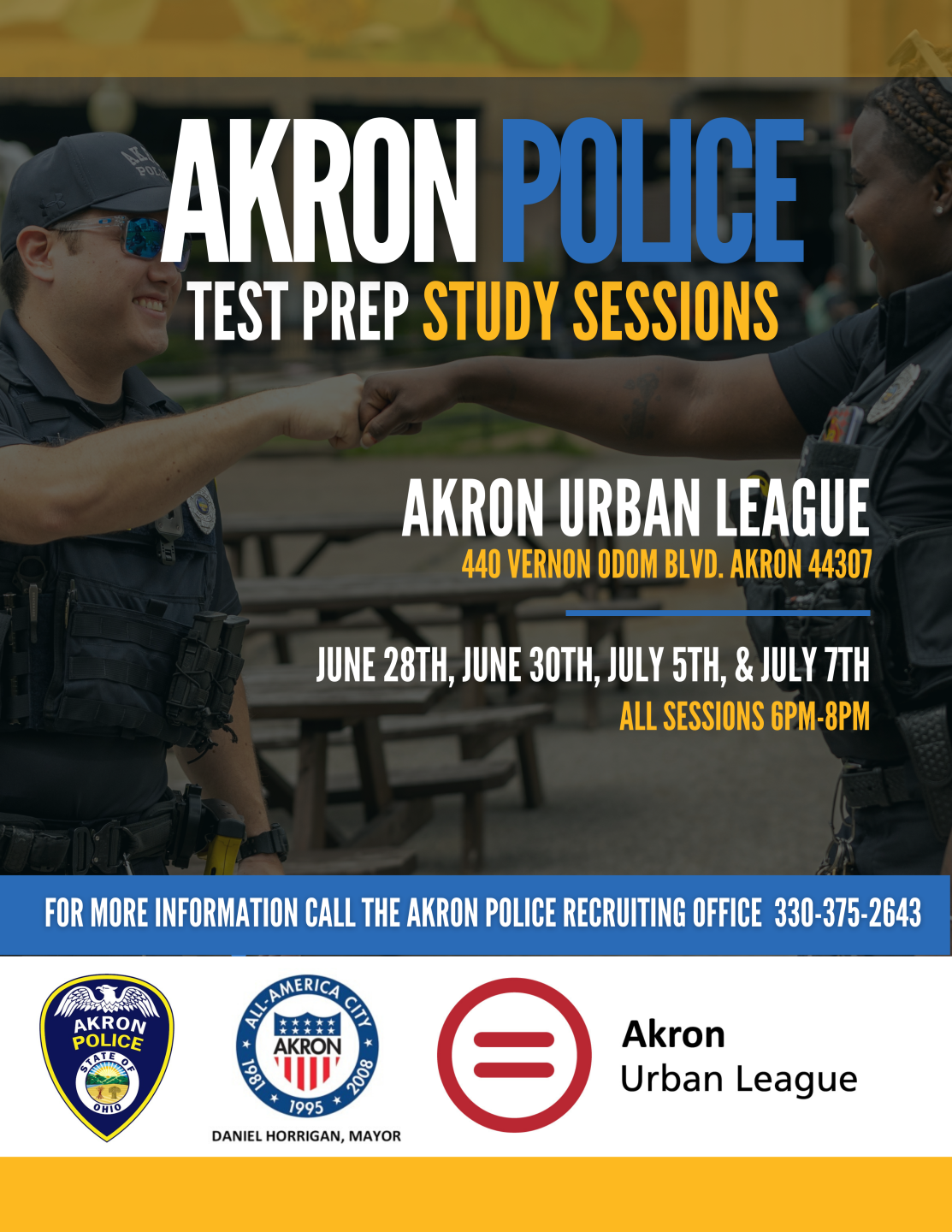 Akron police examination test prep study session flier.png