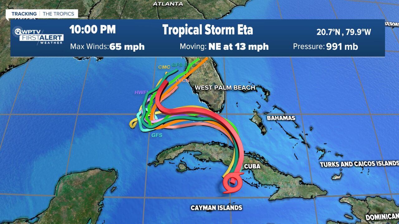Tropical Storm Eta 10 p.m. Saturday computer models