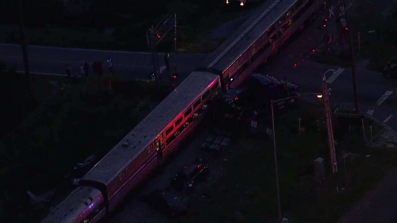 Amtrak train derails closer aerial, July 14, 2023