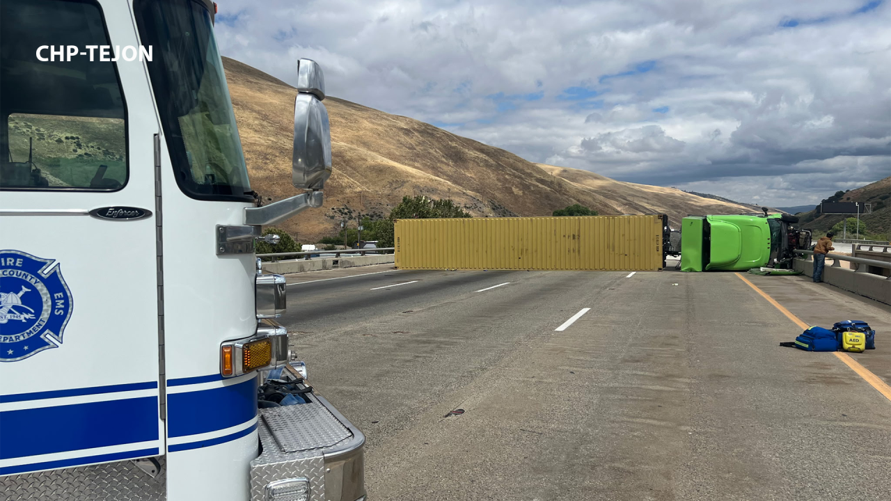 Overturned Semi on I-5