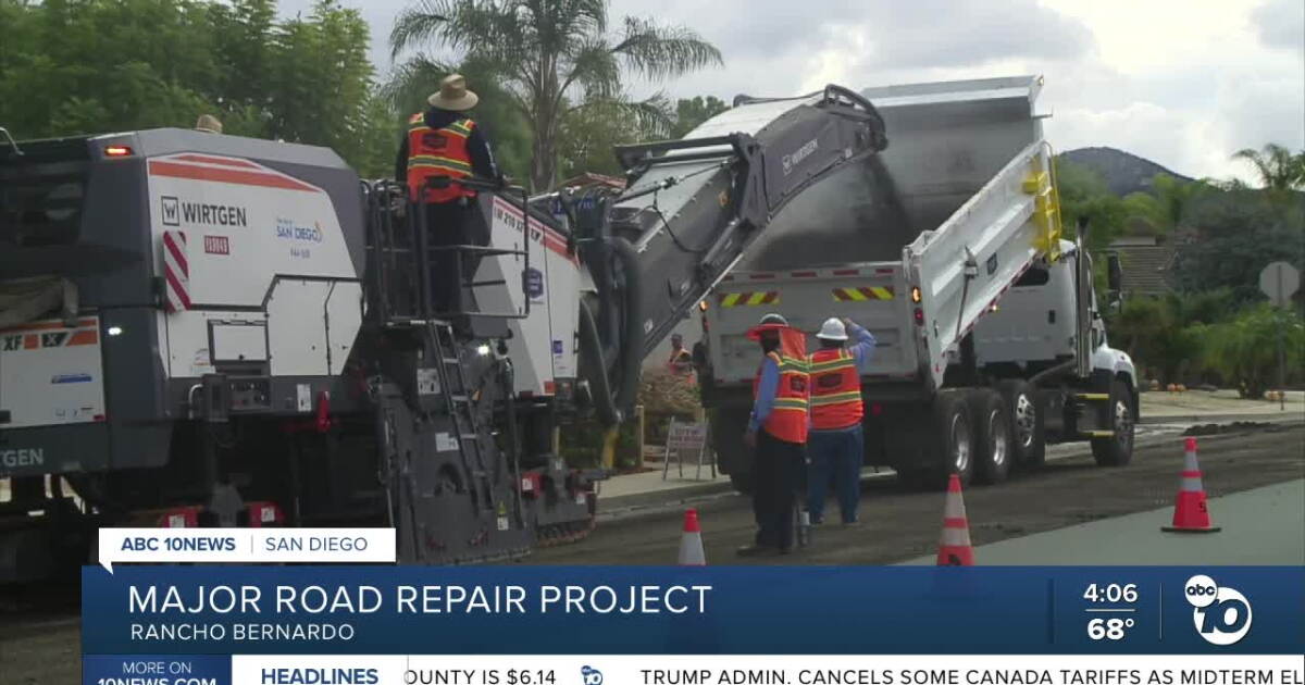 Mayor Gloria highlights major Rancho Bernardo street repair as El Niño rains raise citywide road concerns