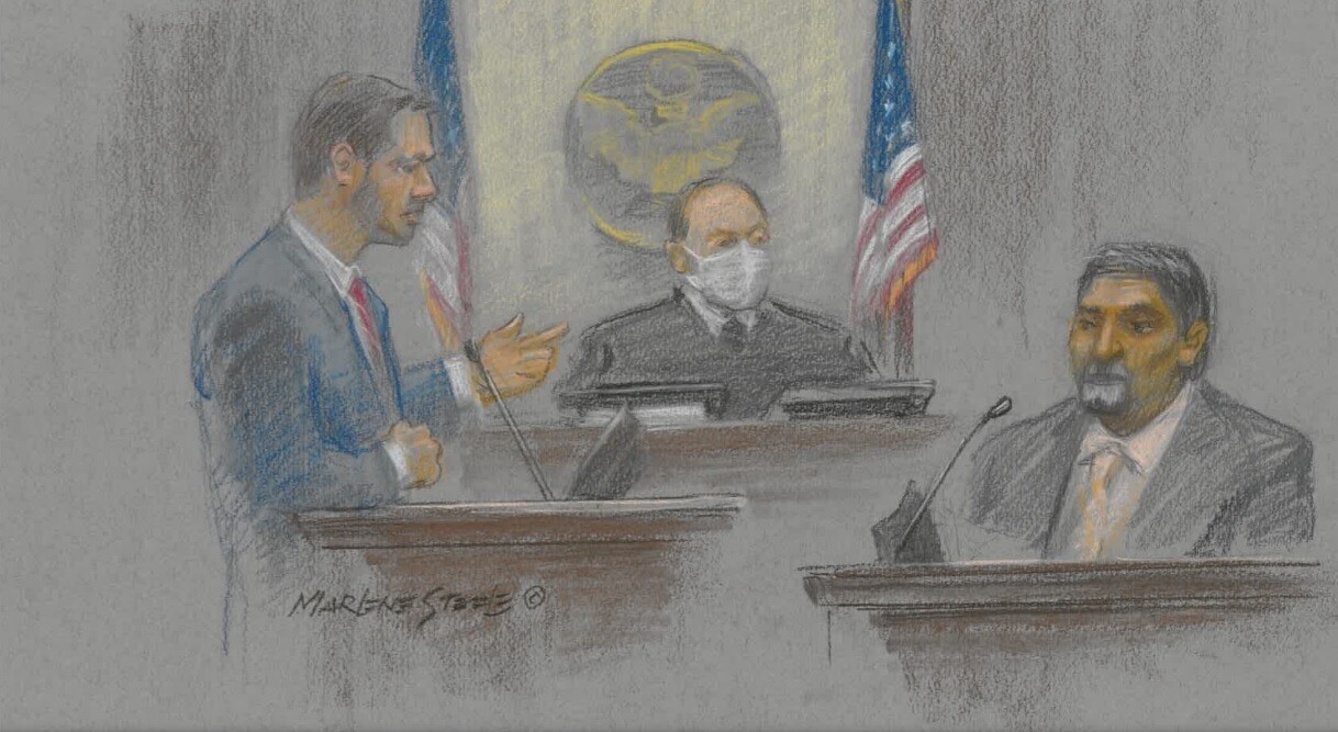 Prosecutor Matthew McKenzie questions Rizwan Ramakdawala on Oct. 26 in trial of Yanjun Xu. 