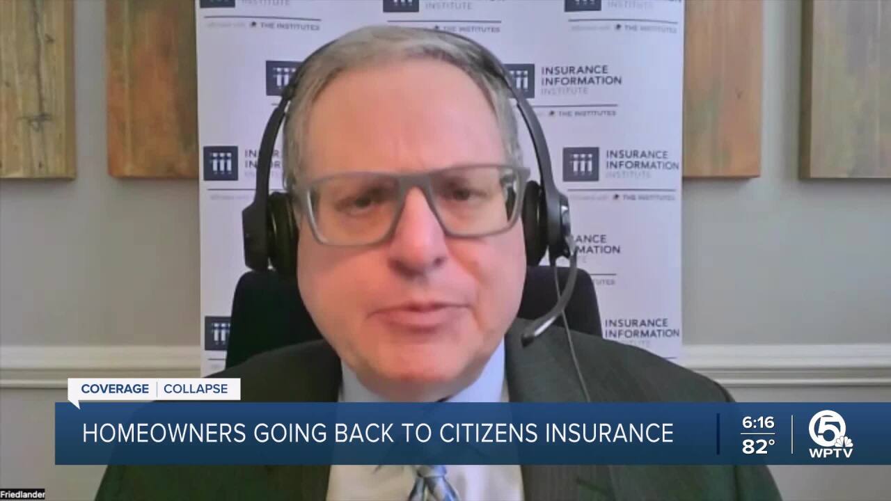 Mark Friedlander of the Insurance Information Institute says there has been a spike in return to Citizens Insurance. May 6, 2024