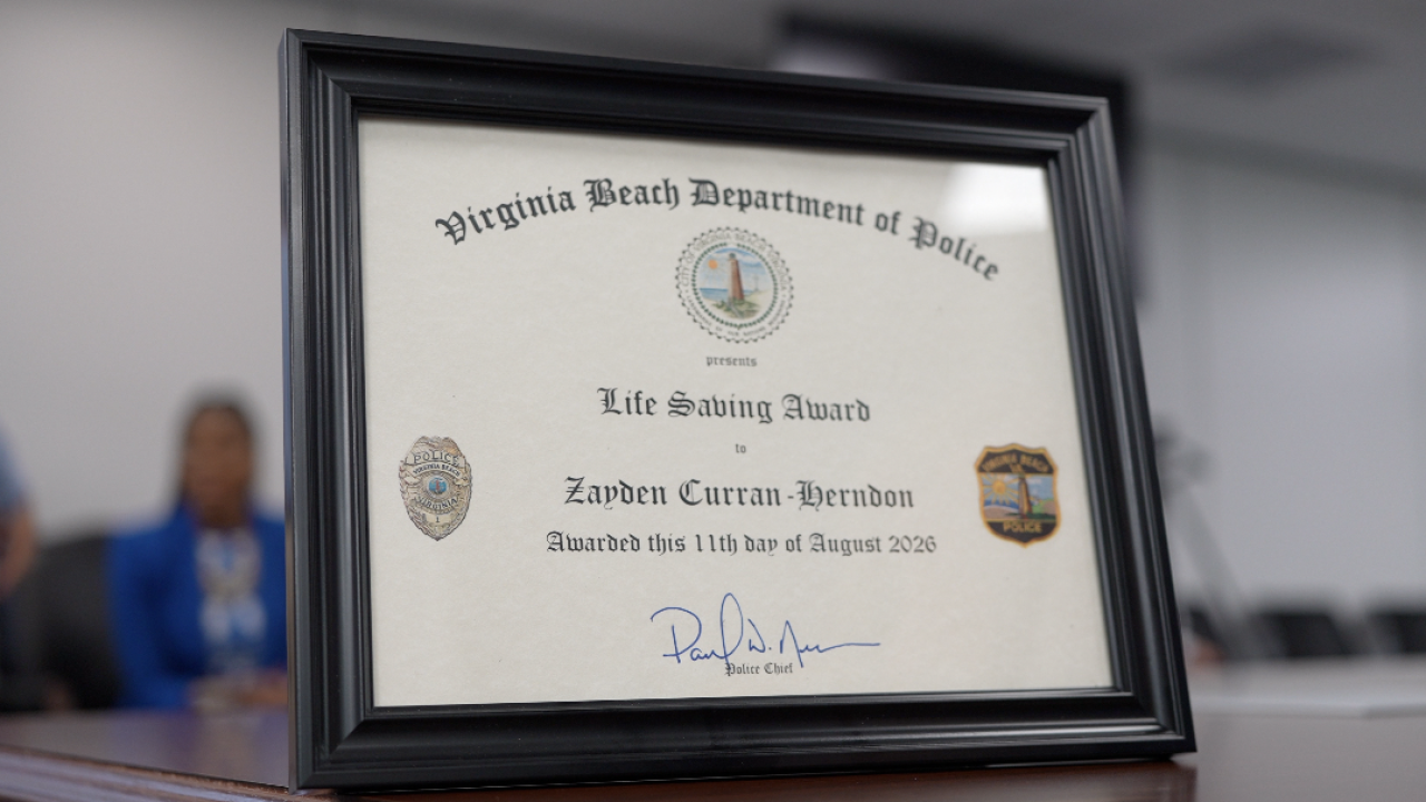 7-year-old Virginia Beach boy honored for calling 911 during mom's seizure