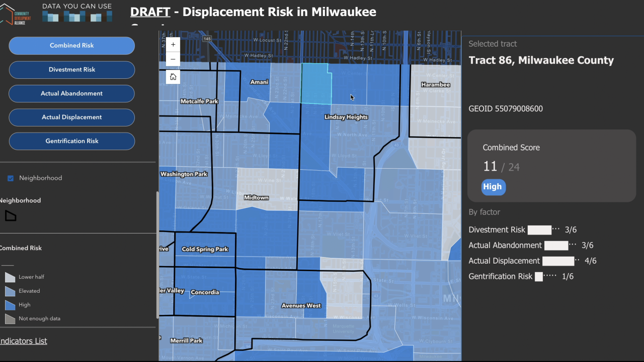 Milwaukee dashboard tracks neighborhoods at risk of displacement