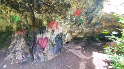 Vandalism at Sluice Boxes State Park