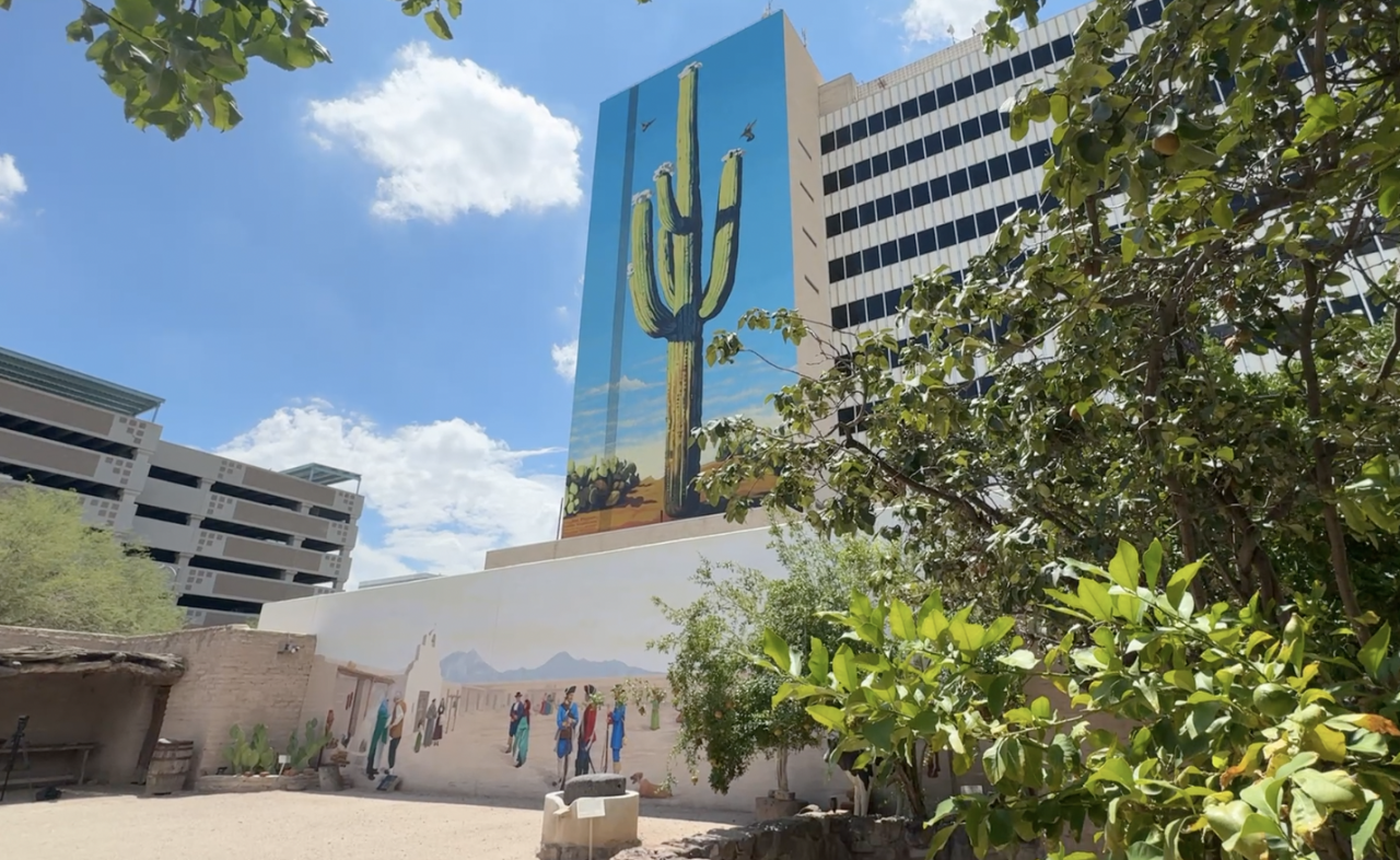 The Presidio Museum sits under a new Joe Pagac mural in downtown