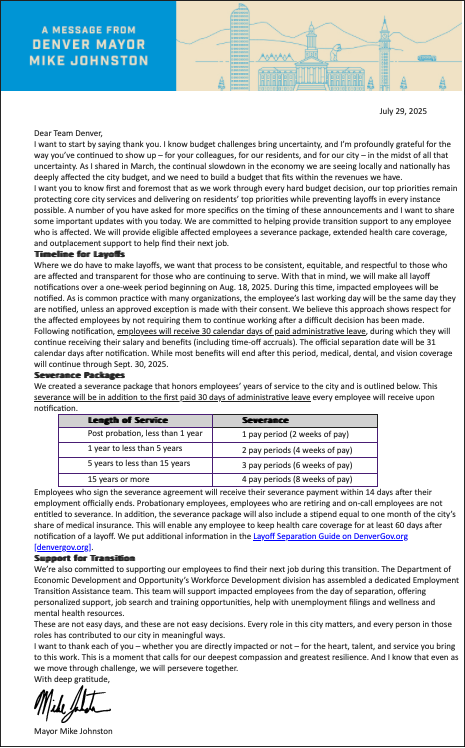 denver mayor johnston letter to city employees layoffs.png