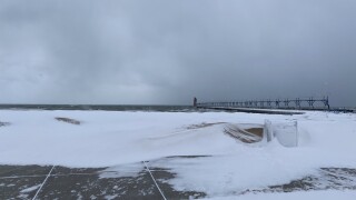 South Haven's South Beach in snowstorm