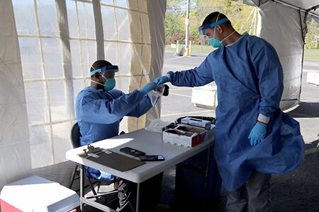 National Guard Members Perform COVID-19 testing at UMOS