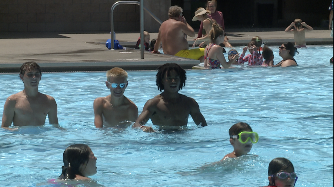 Families beat the heat at the pool as temperatures climb into the 90s across the Kansas City area