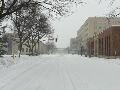 Downtown Green Bay March 2026 blizzard