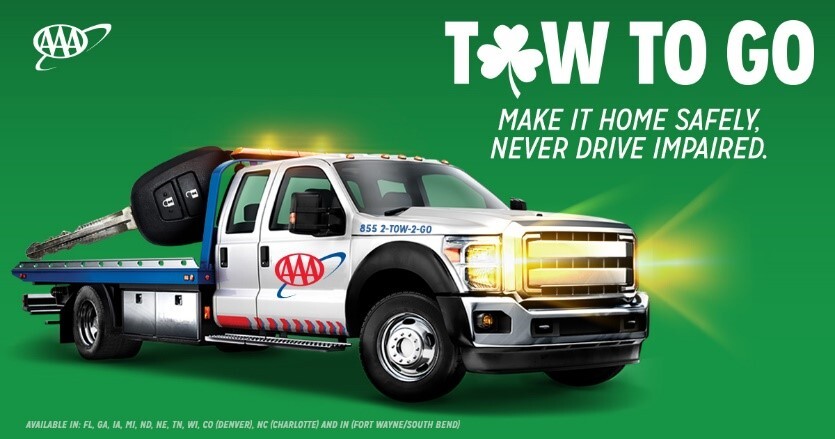 AAA tow to go st. patrick's day service