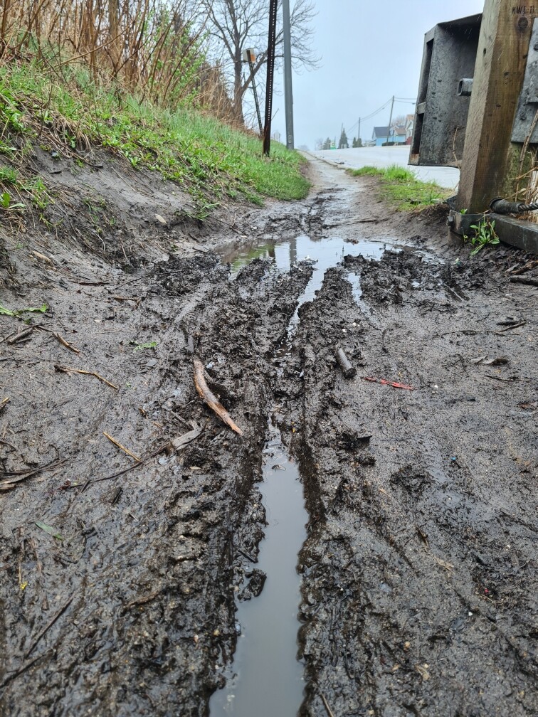 Conditions underneath the overpasses during heavy rain