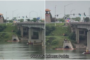 Crews working to clean up "film" on the Missouri River