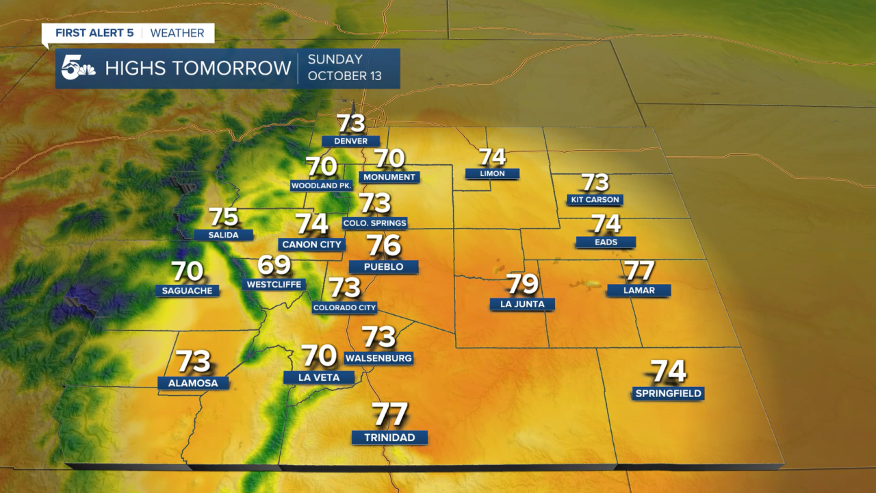 Highs for Sunday, October 13