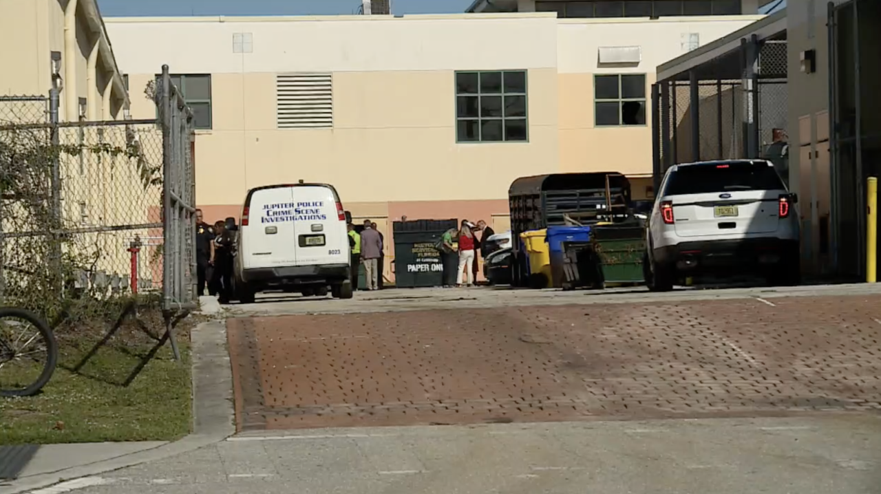 Police investigate at Jupiter Community High School, Dec. 8, 2022
